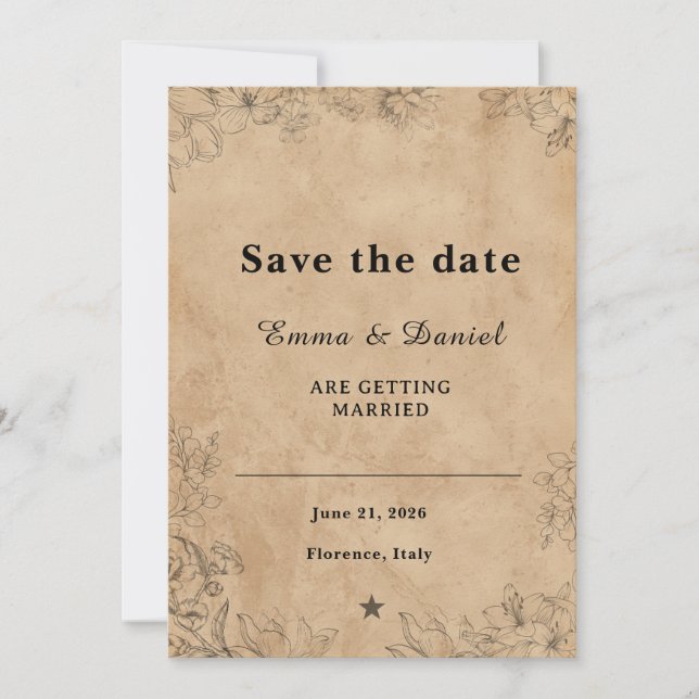 Convite de casamento minimalista floral (Frente)