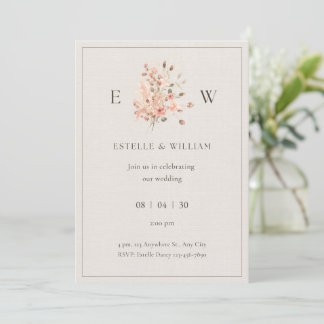 Convite de Casamento Minimalista Floral Boho