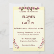 Convite de Casamento Minimalista Floral Botânico