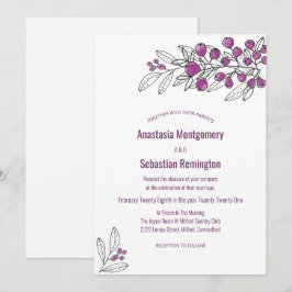 Convite de Casamento Minimalista Folha de Fruta Ro