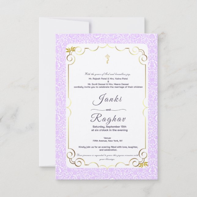Convite de casamento minimalista ganesha indiano (Frente)