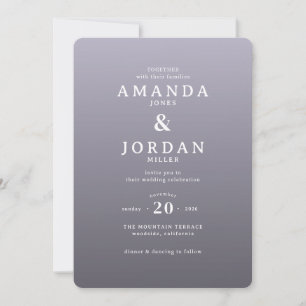 Convite de Casamento Minimalista Lavanda Elegante
