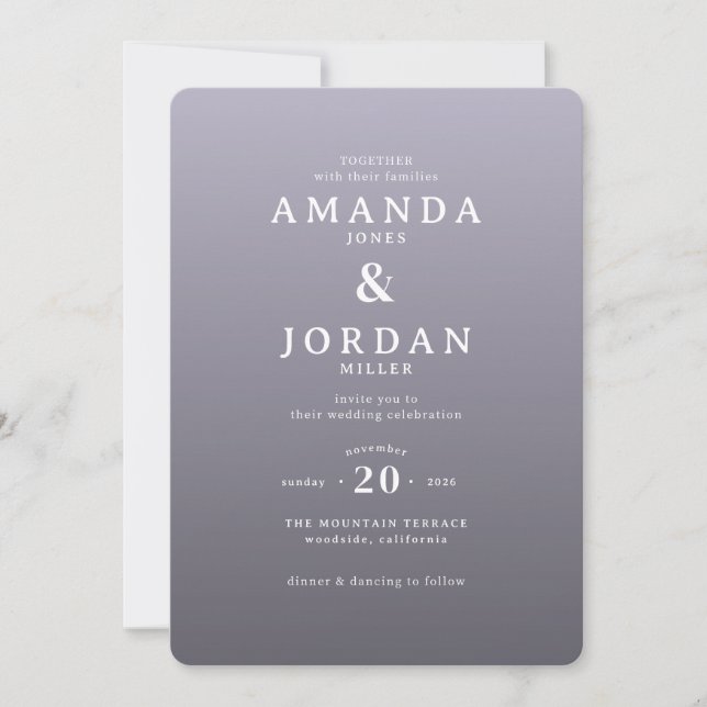 Convite de Casamento Minimalista Lavanda Elegante (Frente)