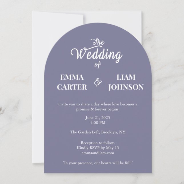 Convite de Casamento Minimalista Lavanda Empoeirad (Frente)