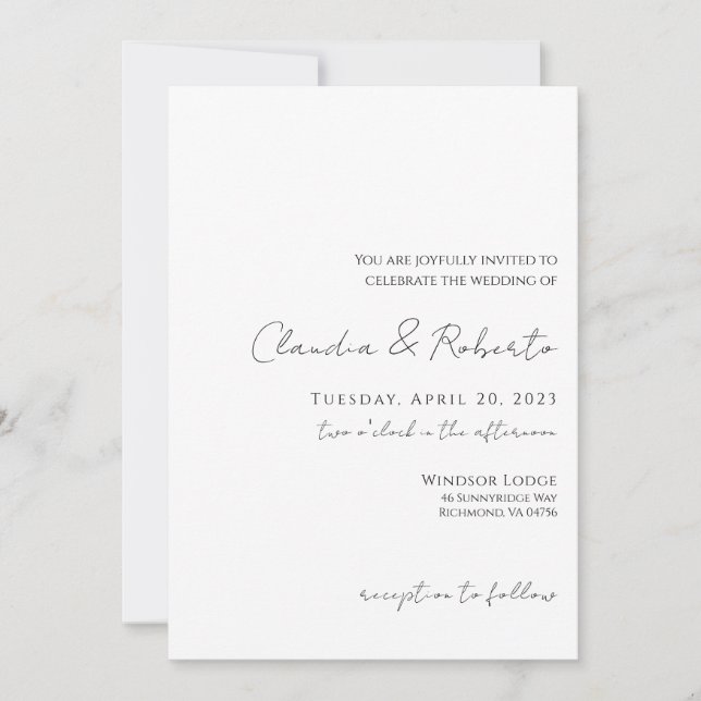 Convite De Casamento Minimalista Mais Simples (Frente)