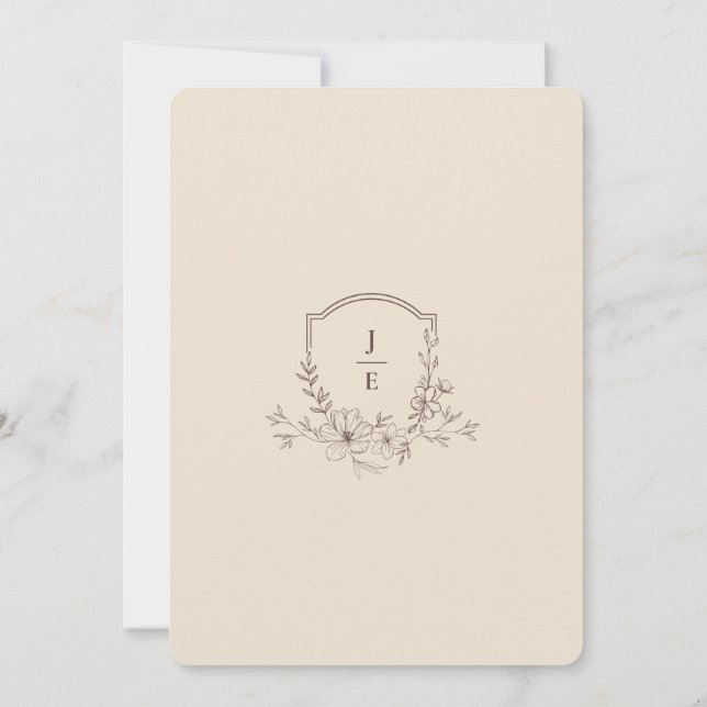 Convite de Casamento Minimalista Marfim | Cust Ele (Verso)