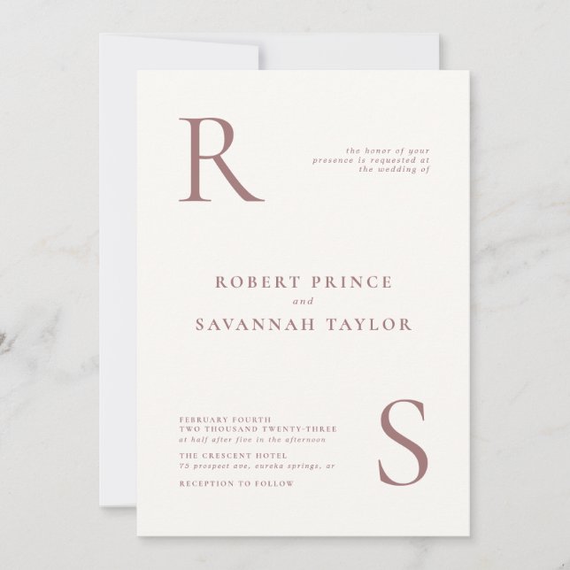 Convite de Casamento Minimalista Mauve (Frente)