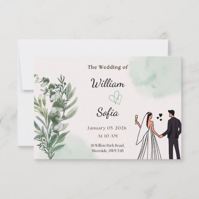 Convite de Casamento Minimalista Moderno (Frente)