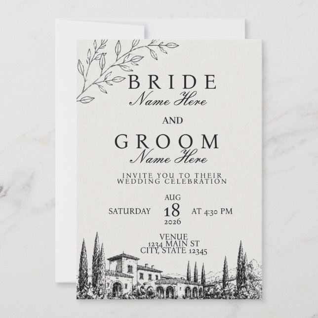 Convite de Casamento Minimalista Moderno (Frente)
