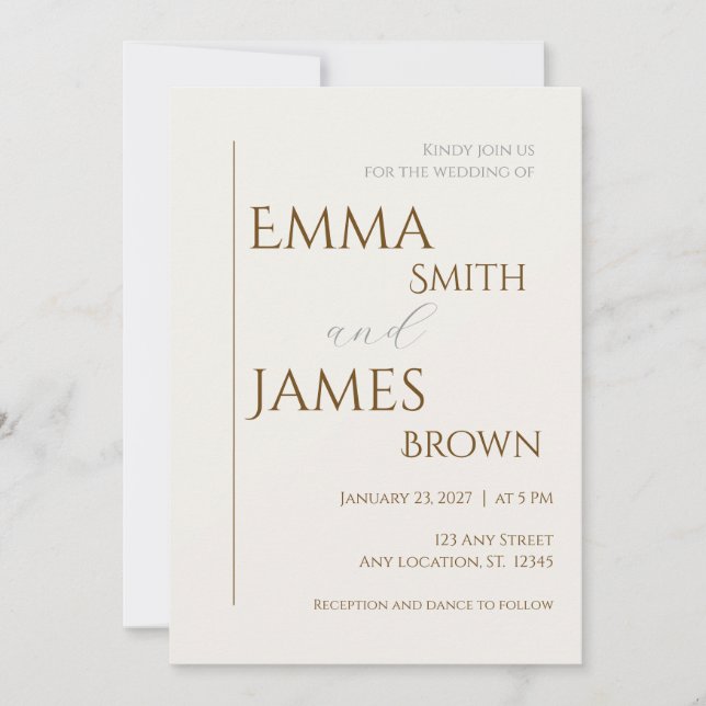 Convite de Casamento Minimalista Moderno (Frente)