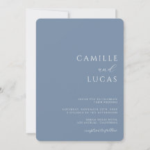 Convite de Casamento Minimalista Moderno Azul Empo