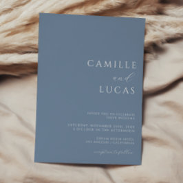 Convite de Casamento Minimalista Moderno Azul Empo