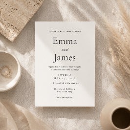 Convite de Casamento Minimalista Moderno Bege