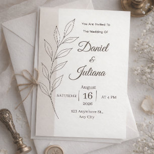 Convite de Casamento Minimalista Moderno Bota Si