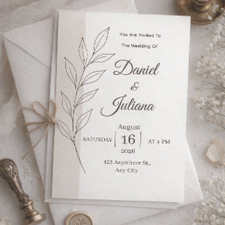 Convite de Casamento Minimalista Moderno | Bota Si