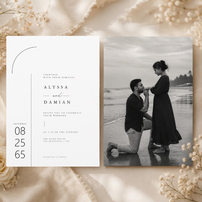 Convite de Casamento Minimalista Moderno com foto (Criador carregado)