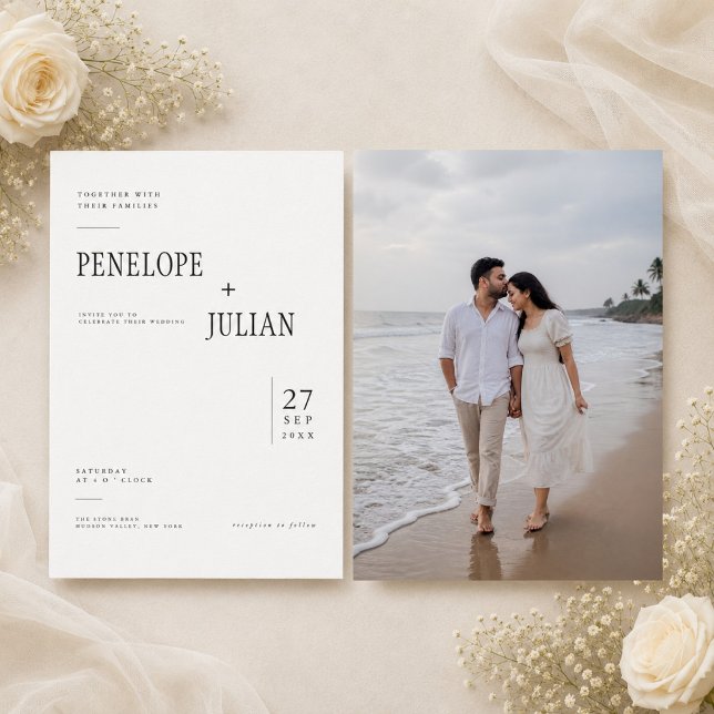 Convite de Casamento Minimalista Moderno com Foto (Criador carregado)