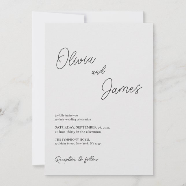 Convite de Casamento Minimalista Moderno com Listr (Frente)