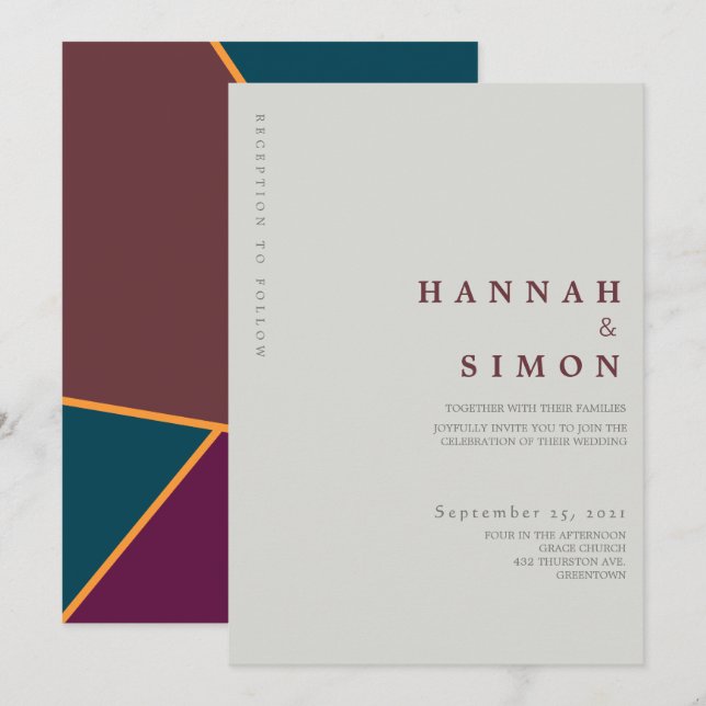 Convite de Casamento Minimalista Moderno de Outono (Frente/Verso)