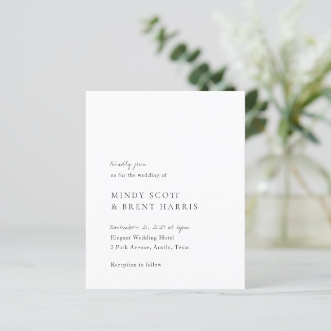 Convite de Casamento Minimalista Moderno e Econômi (Em pé/Frente)