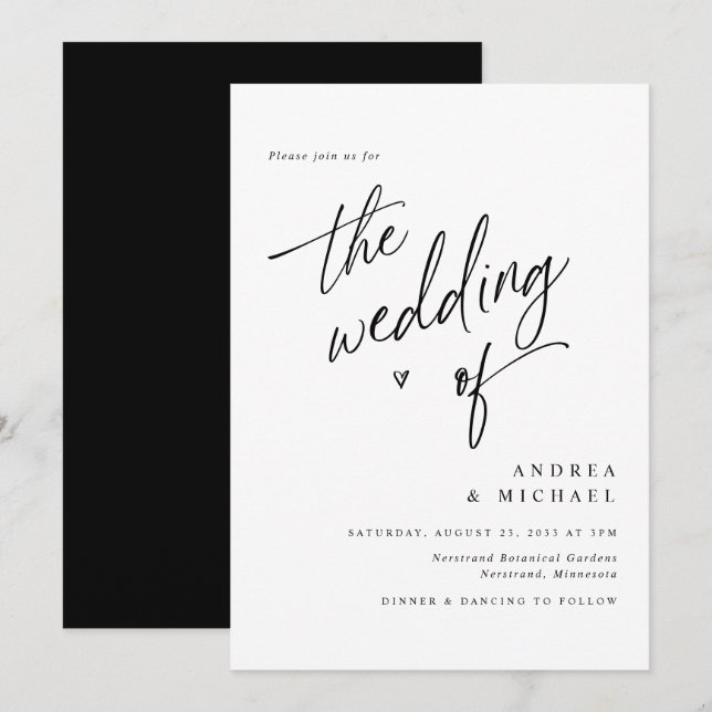 Convite de Casamento Minimalista Moderno Elegante  (Frente/Verso)