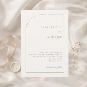Convite de casamento minimalista moderno em marfim