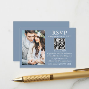 Convite de Casamento Minimalista Moderno Foto Azul