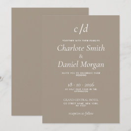 Convite de casamento minimalista moderno marrom cl