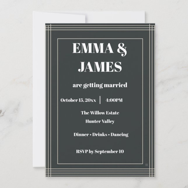 Convite de Casamento Minimalista Moderno Personali (Frente)