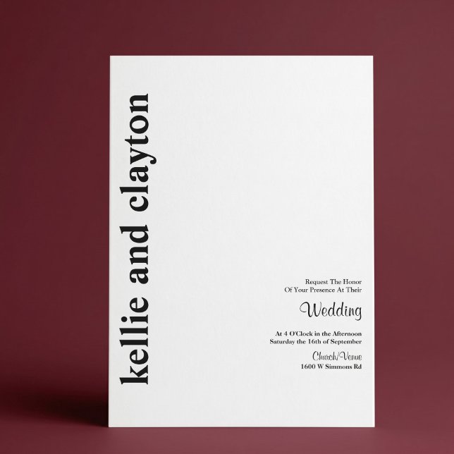 Convite de Casamento Minimalista Moderno Simples (Criador carregado)