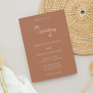 Convite de Casamento Minimalista Moderno Terracota