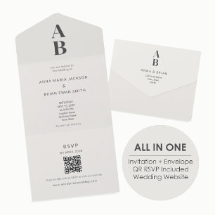 Convite de Casamento Minimalista Moderno Tudo-em-U
