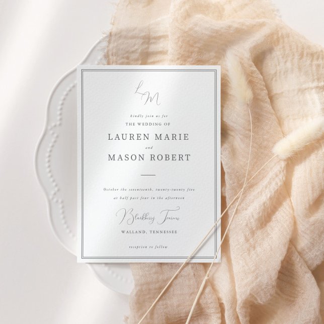 Convite de Casamento Minimalista Monograma (Criador carregado)