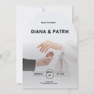 Convite de Casamento Minimalista Negro e Branco