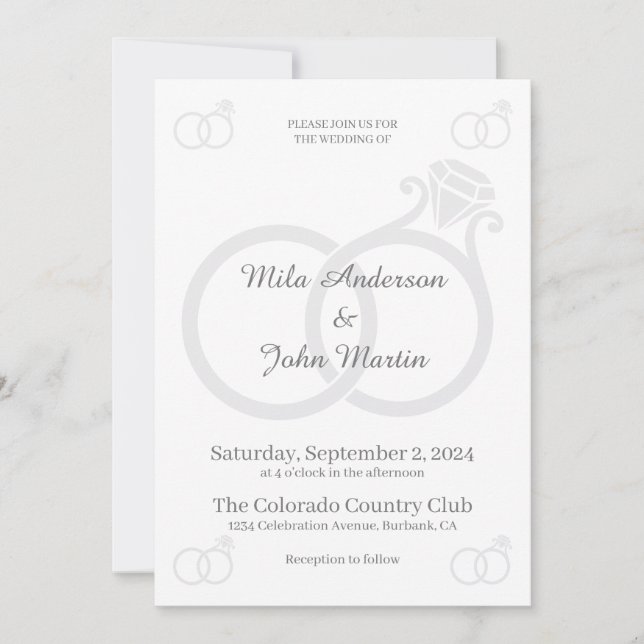Convite de Casamento Minimalista Personalizado com (Frente)