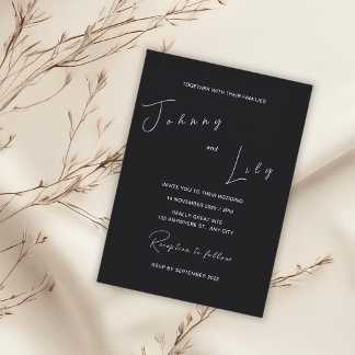 Convite de Casamento Minimalista Preto
