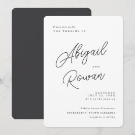Convite de Casamento Minimalista Preto Branco com