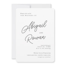 Convite de Casamento Minimalista Preto Branco com