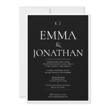 Convite de Casamento Minimalista Preto e Branco