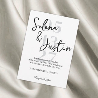 Convite de Casamento Minimalista Preto e Branco