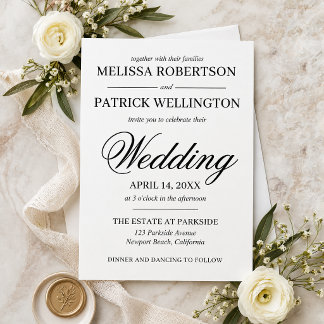 Convite de Casamento Minimalista Preto e Branco