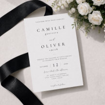 Convite de Casamento Minimalista Preto e Branco