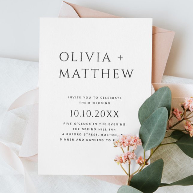 Convite de Casamento Minimalista Preto e Branco |  (Criador carregado)
