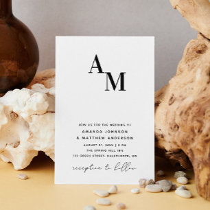Convite de Casamento Minimalista Preto e Branco +