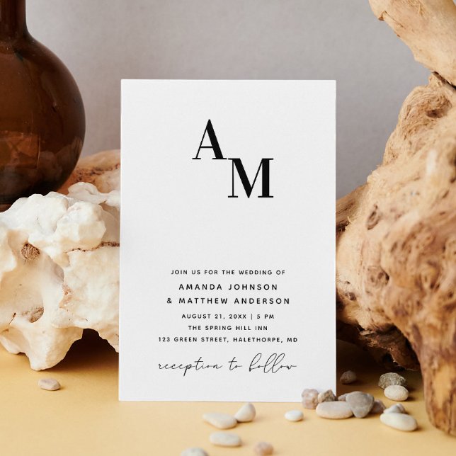 Convite de Casamento Minimalista Preto e Branco +  (Criador carregado)