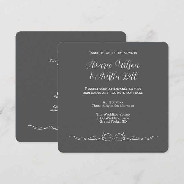 Convite de Casamento Minimalista Preto e Branco (Frente/Verso)