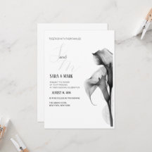 Convite de Casamento Minimalista Preto e Branco Ca