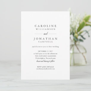 Convite de Casamento Minimalista Preto e Branco co