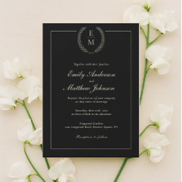 Convite de Casamento Minimalista Preto e Sage