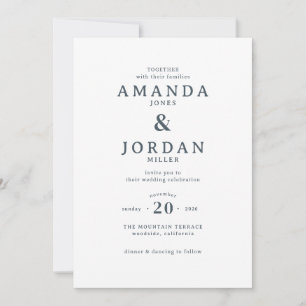 Convite de Casamento Minimalista Preto Elegante